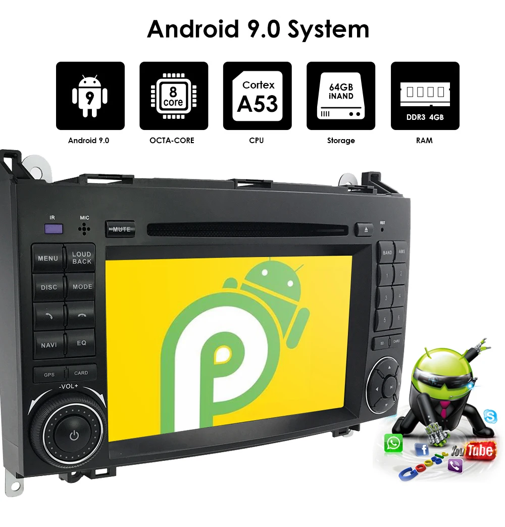 2din Android9.0 CarDVD gps головное устройство для Mercedes Benz B200 A B Class W169 W245 Viano Vito W639 Sprinter W906 4G Bluetooth радио