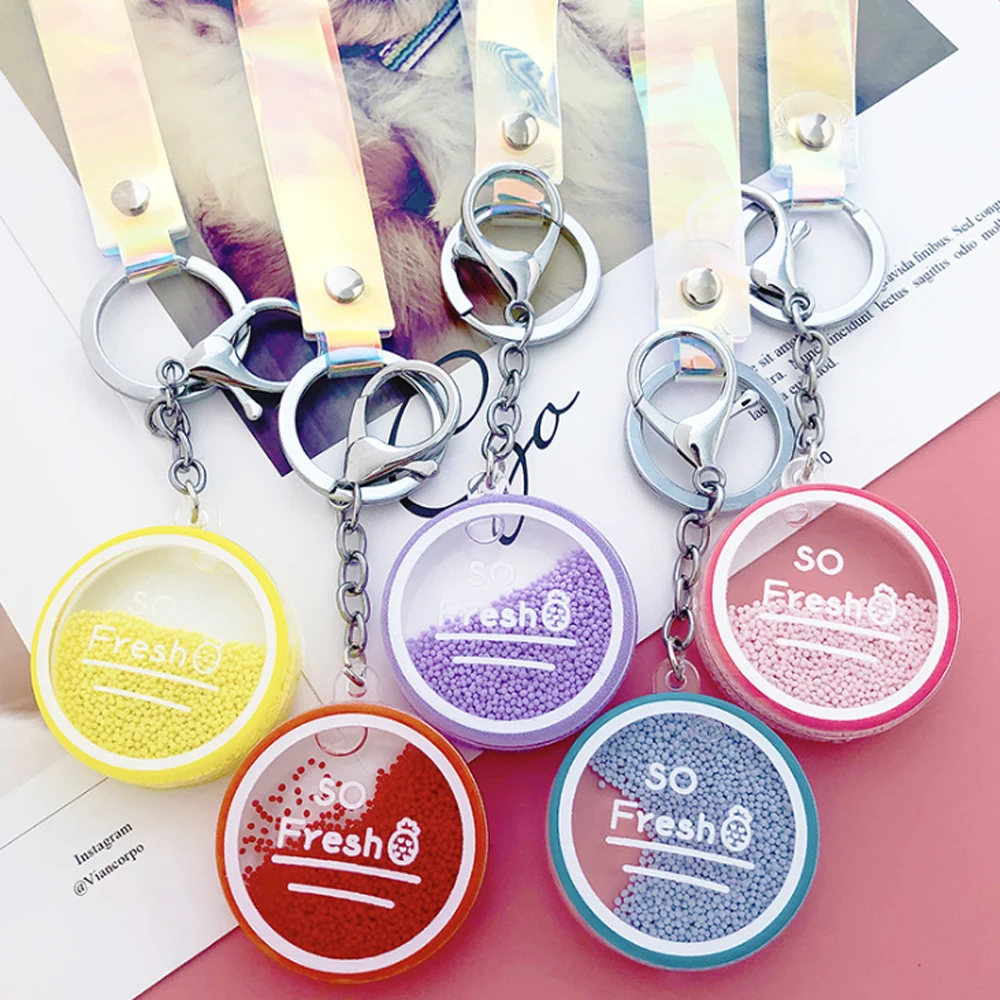 Милые подвижные брелки с жидкостью автомобильные карамельных цветов зыбучим