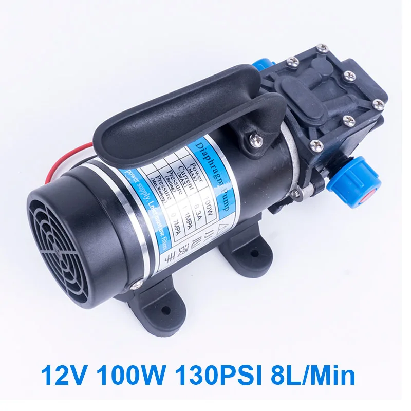 DC 12V 100W 1.1MPA 130PSI 8л/мин водяной насос высокого давления электрический мембранный самовсасывающий насос для мытья автомобиля - Напряжение: Return valve type