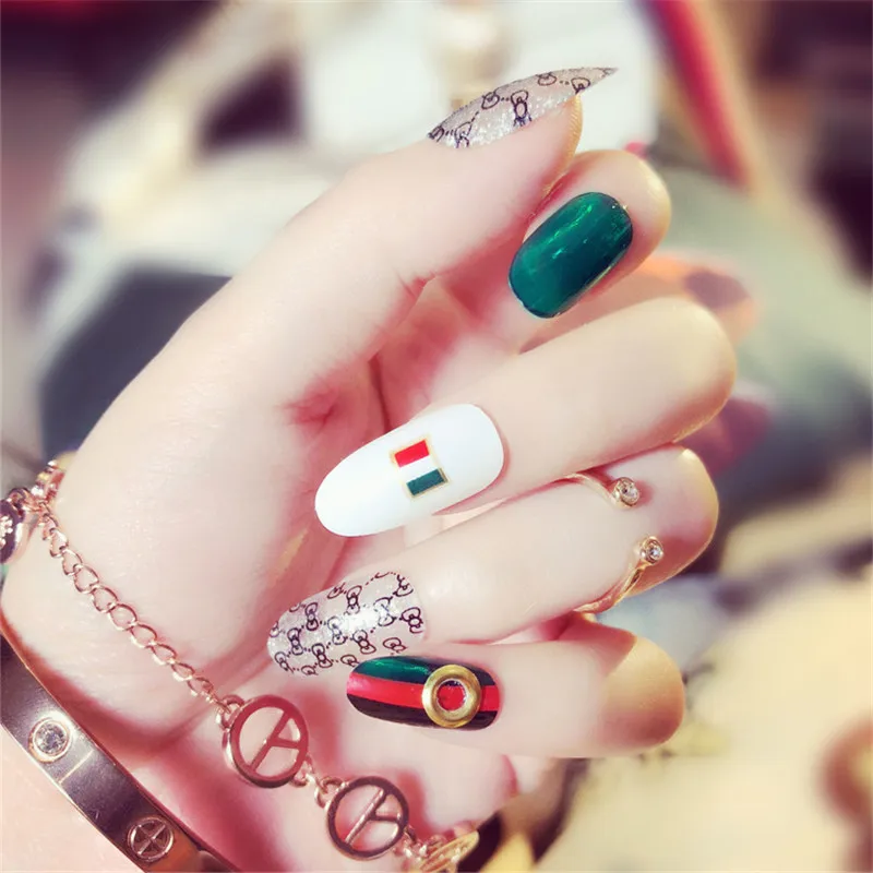 24 шт. очаровательные Модные Длинные накладные ногти полное покрытие