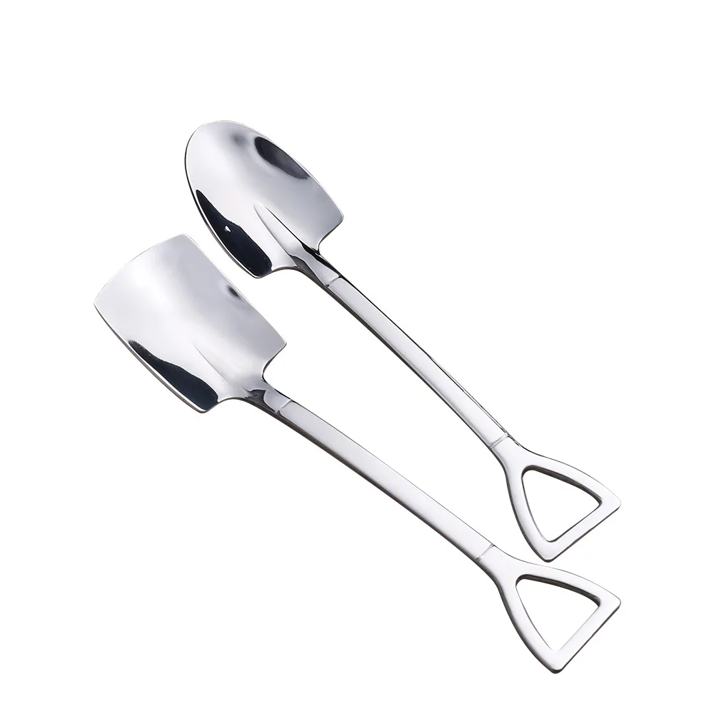

4PCS Coffee Spoon Cutlery Set Stainless Steel Retro Iron Shovel Ice Cream Spoon Scoop Creative Spoon tea-spoon Fashion Tableware