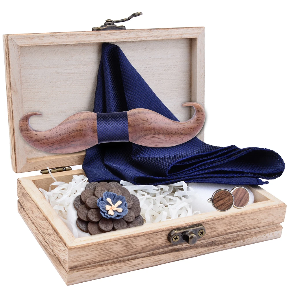 Новинка 3D Усы деревянный галстук бабочка для мужчин подарок красный бул плед