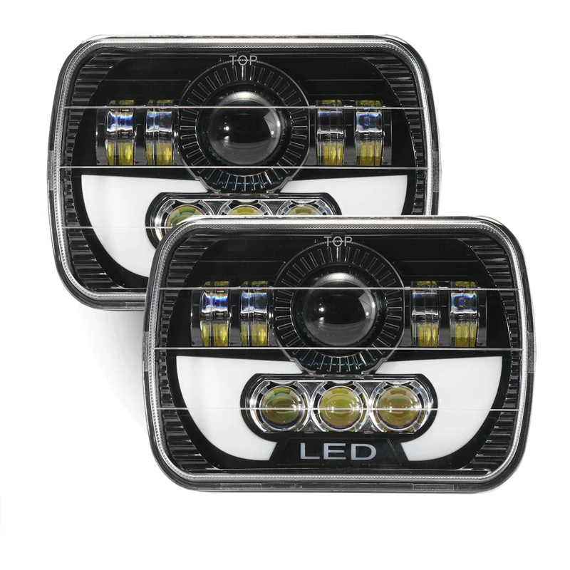 

7X6 Car LED Headlights 6500K 120W 10000LM Running Light Hi-Lo Beam Angel Eye For Jeep Wrangler YJ Cherokee XJ Off-Road Vehicles