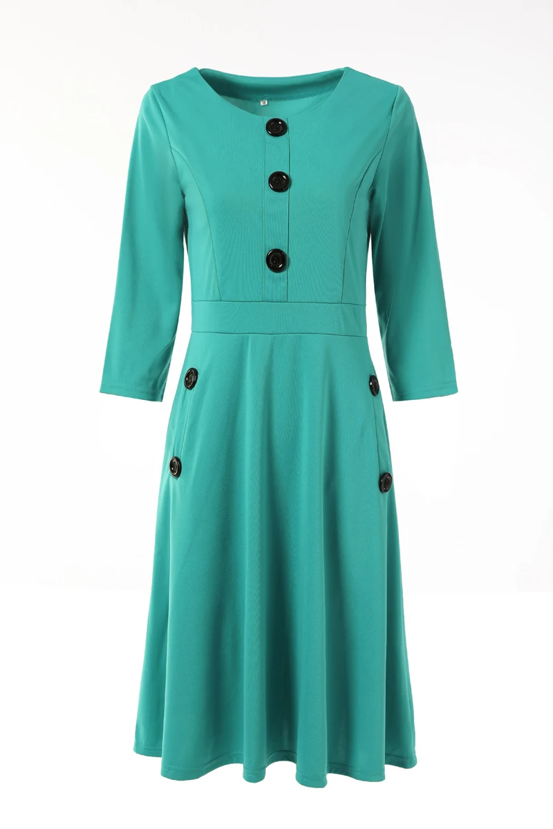 Платье NORMOV женское однотонное до колена элегантное модное ТРАПЕЦИЕВИДНОЕ ретро