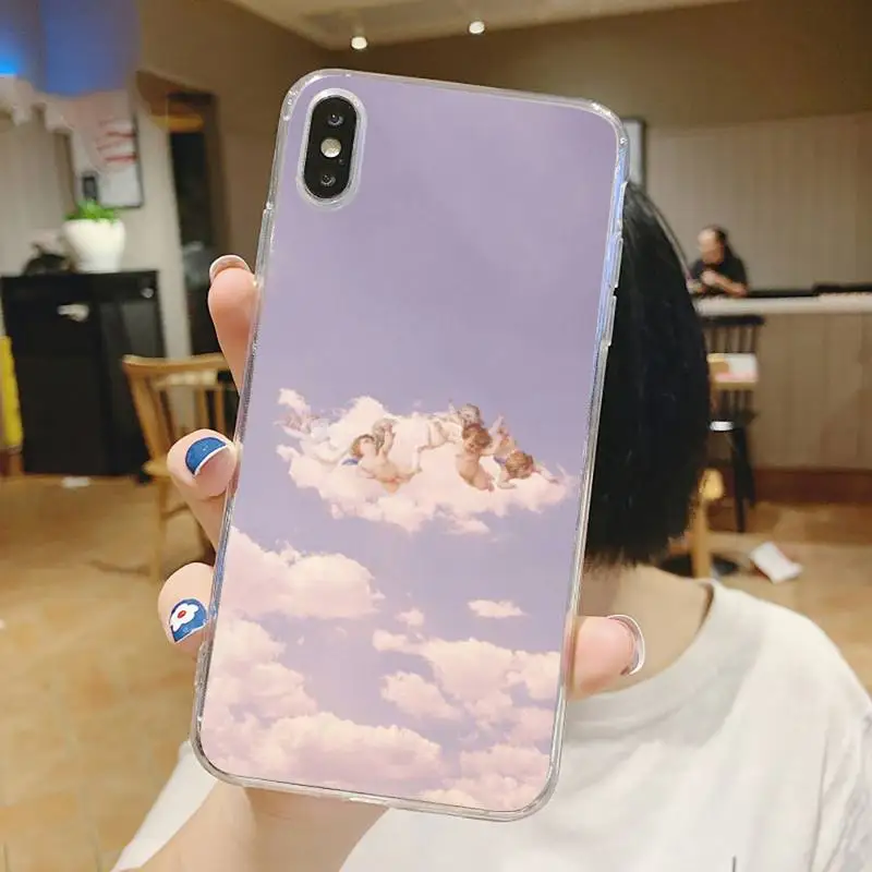 

Renaissance retro cute angel Phone Case Transparent for iPhone 6 7 8 11 12 s mini pro X XS XR MAX Plus