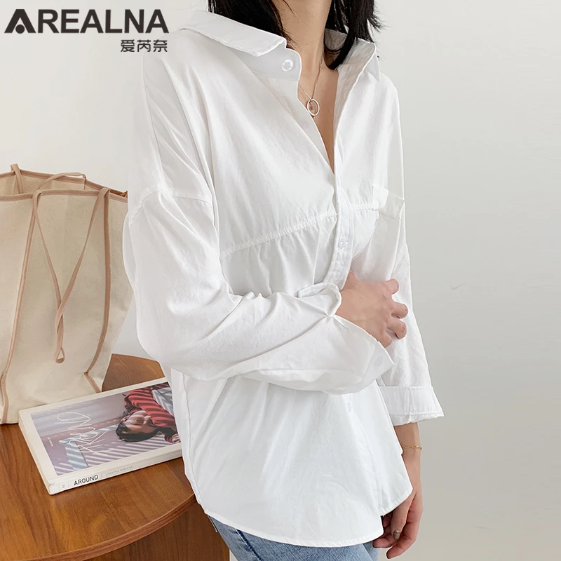 

Блузка женская оверсайз из искусственной замши, с длинным рукавом, в Корейском стиле, весна-лето 2020