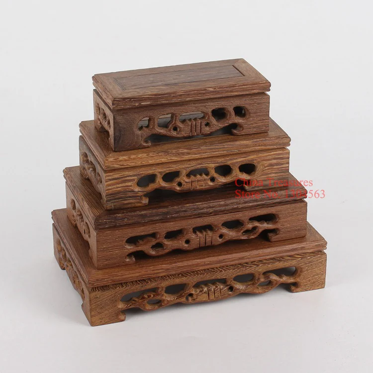 Small size,Chinese Seal Stamp Stand Tea Pot Base Wood Holder Rectangle Stationery Supplies