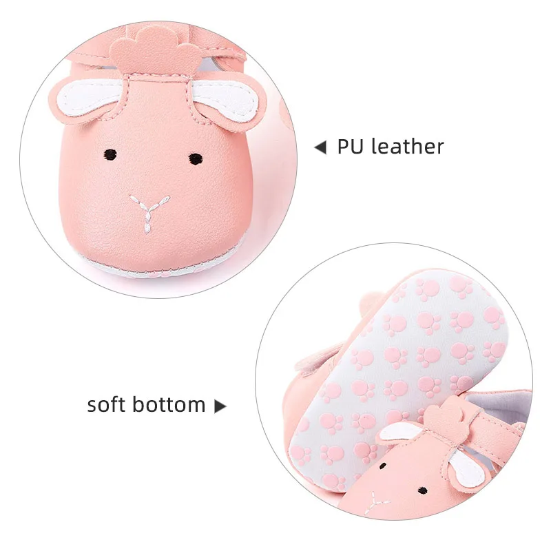 Детская обувь из искусственной кожи с мультяшными животными нескользящая мягкой