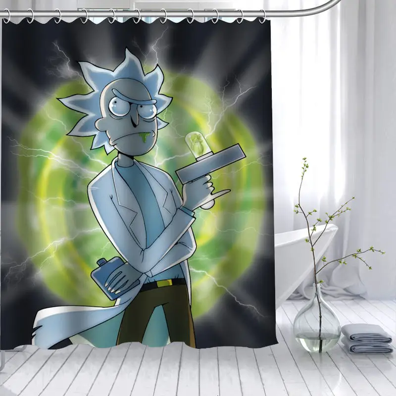 Rick And Morty занавеска для душа 3D Водонепроницаемая полиэфирная ткань для ванной занавес с высоким разрешением 12 крючков для ванной комнаты - Цвет: 14