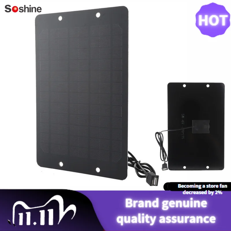 

Soshine SunPower 6W Solar Cells Charger 5V 1A USB Output Devices Portable Panels Smartphones Camping Travel Outdoor Hiking