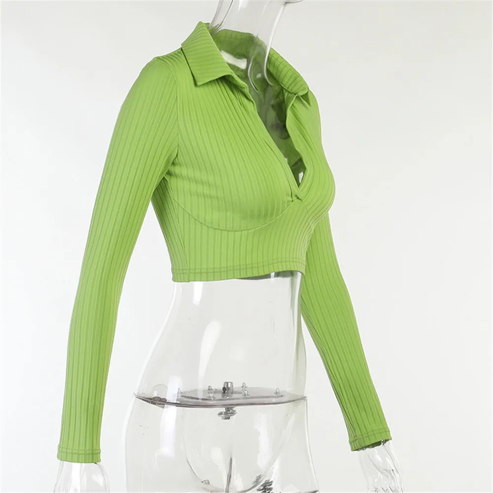 Женский трикотажный свитер с V-образным вырезом ярких цветов | Женская одежда