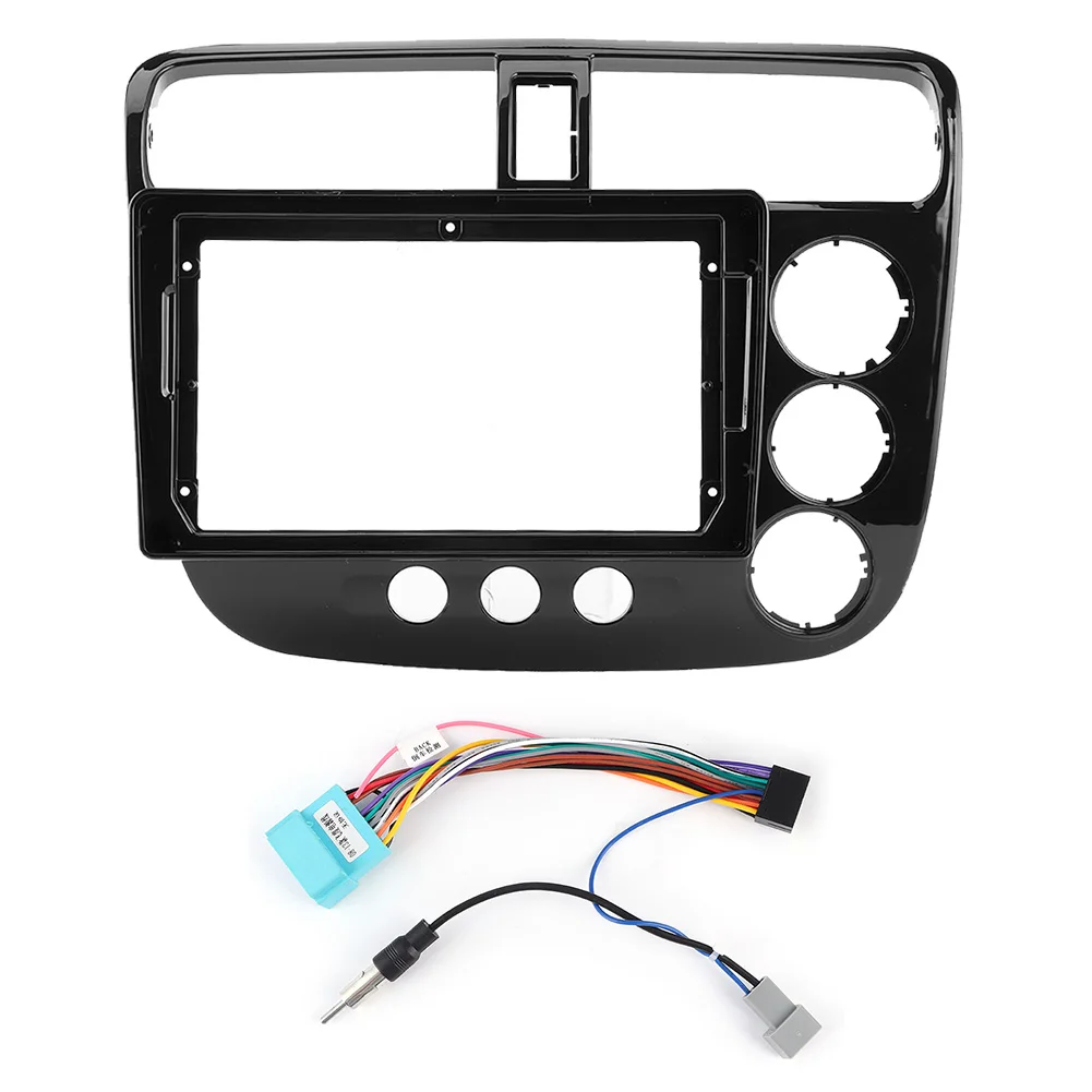 

9in 2 Din Car Stereo Fascia Panel Frame Right-Hand Drive with Power Cord Fit for Honda Civic 02-05
