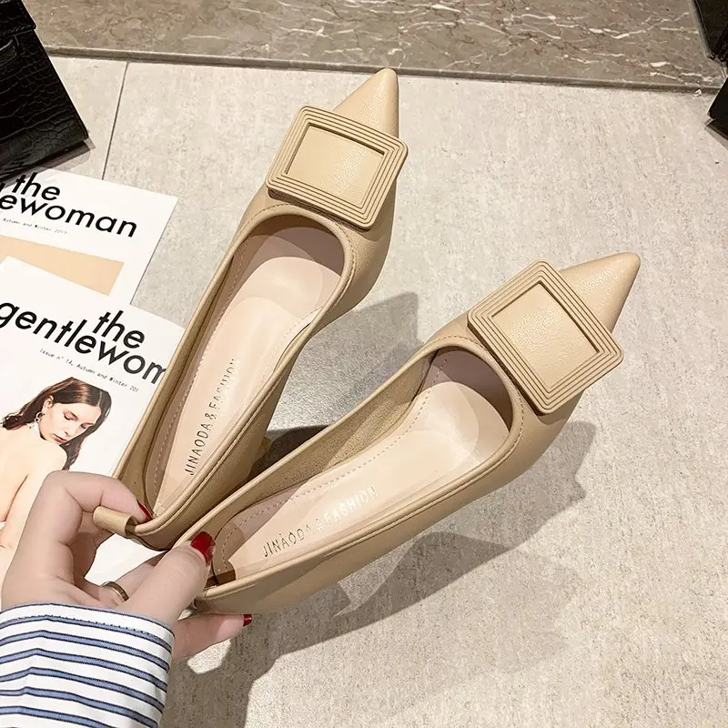 

Branded Pumps Shallow Mouth Casual Heels African Woman Shoe 2021 Lace-Up Pointed Wedge Chunky Sandals Sweet Slip On Fashion Comf
