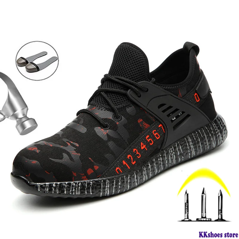 

Shoes Men Steel Toe Work Safety Boots Anti-puncture Safety Shoes Men Boots Breathable Work Sneakers Male Shoes