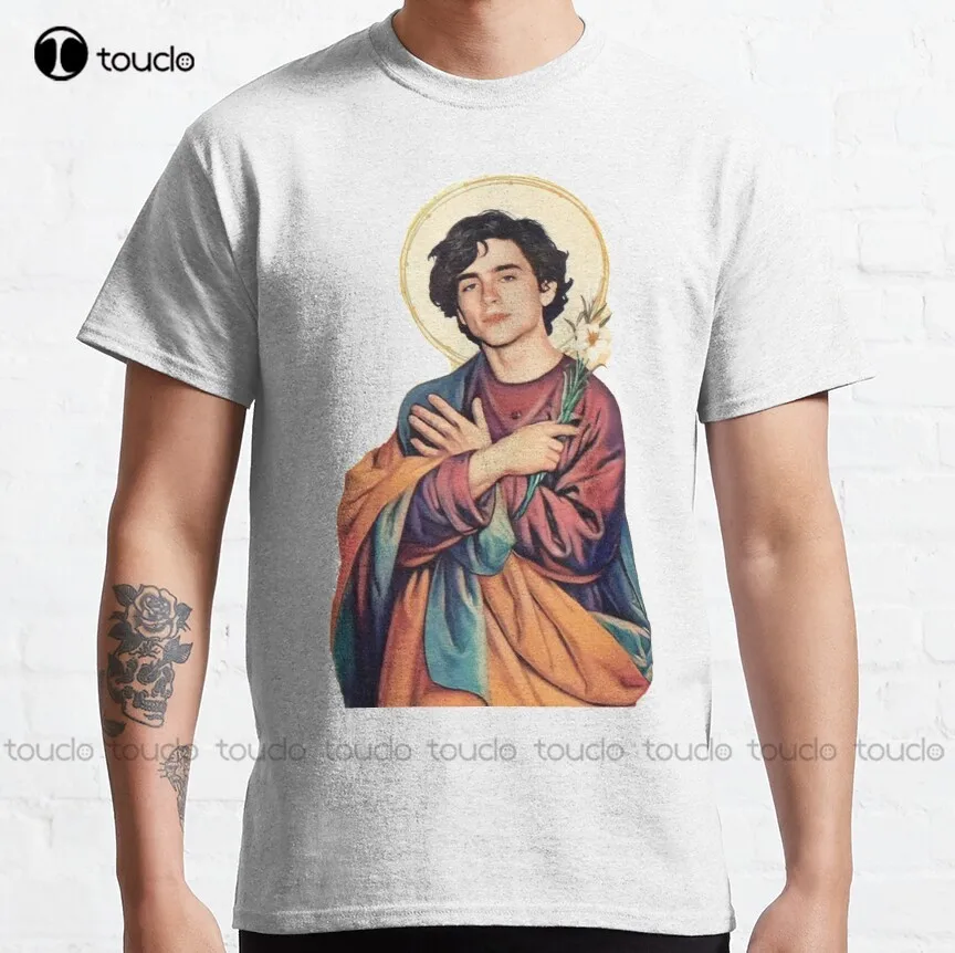 

Классическая футболка с наклейками в стиле Св. Бога Тимоти чаламет 90-х, модная забавная футболка в стиле унисекс для подростков, новая забав...