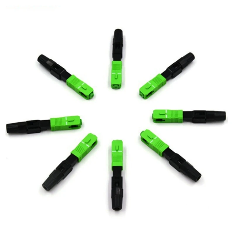 

120 Pcs SC APC Fiber Optic Fast Connector Single Mode Fiber Optic Adapter FTTH Fiber Quick Connector Field Assembly