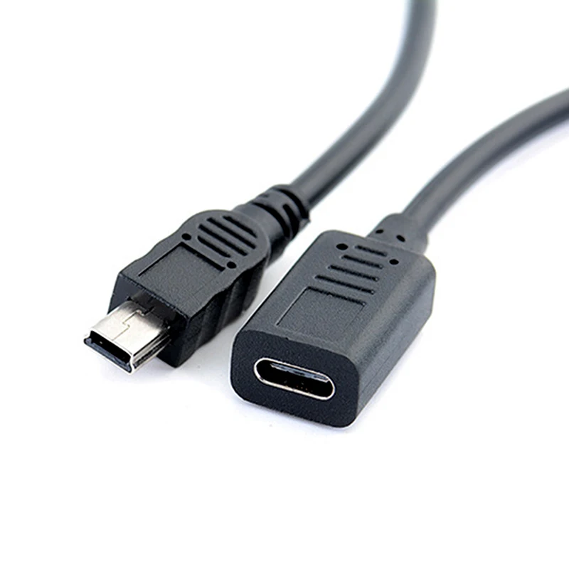 

Mini USB Male to Type-c Female Charge Data Adapter Cable Cord Adapter 30cm