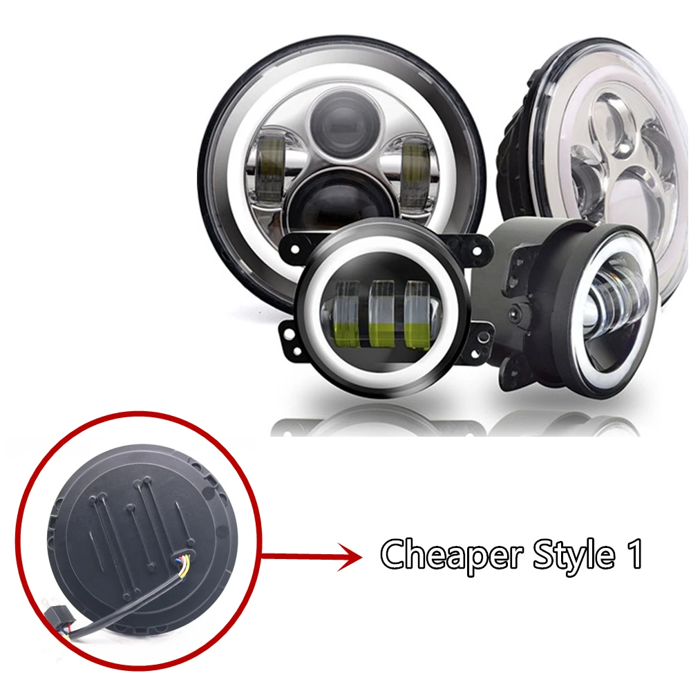 Cheaper Style 1 Для Jeep JK аксессуары 7 дюймов светодиодный Halo головной светильник s+ 4 дюйма светодиодный фонарь светильник DRL комбинированный комплект для Jeep Wrangler JK 2007 - Цвет: Cheaper Style 1