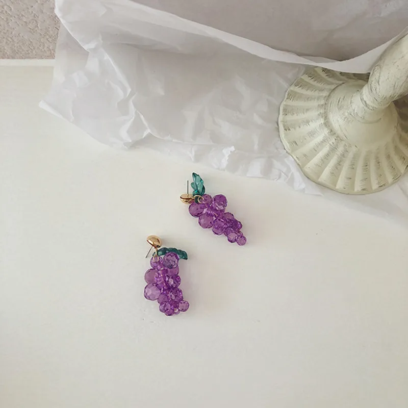 Модные Акриловые большие фиолетовые висячие серьги в виде фруктов для женщин