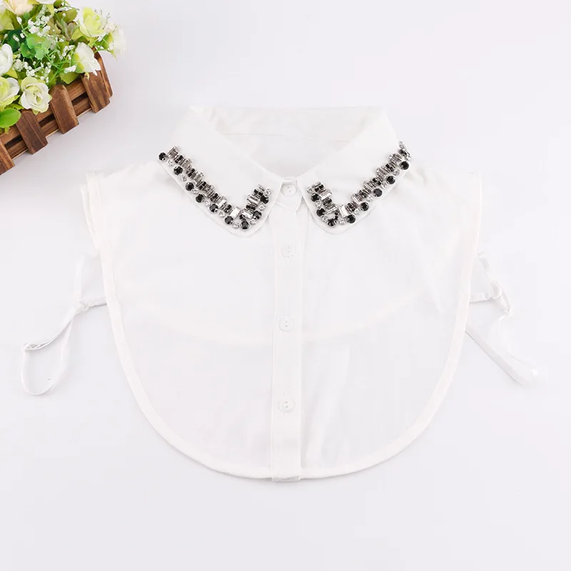 

Fashion Women Beaded Collar White/black Chiffon Decorative Collars New Style Beading Faux Collars for Woman's Dress Sweaters