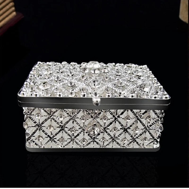 Новая квадратная серебряная шкатулка для драгоценностей антикварная Подарочный