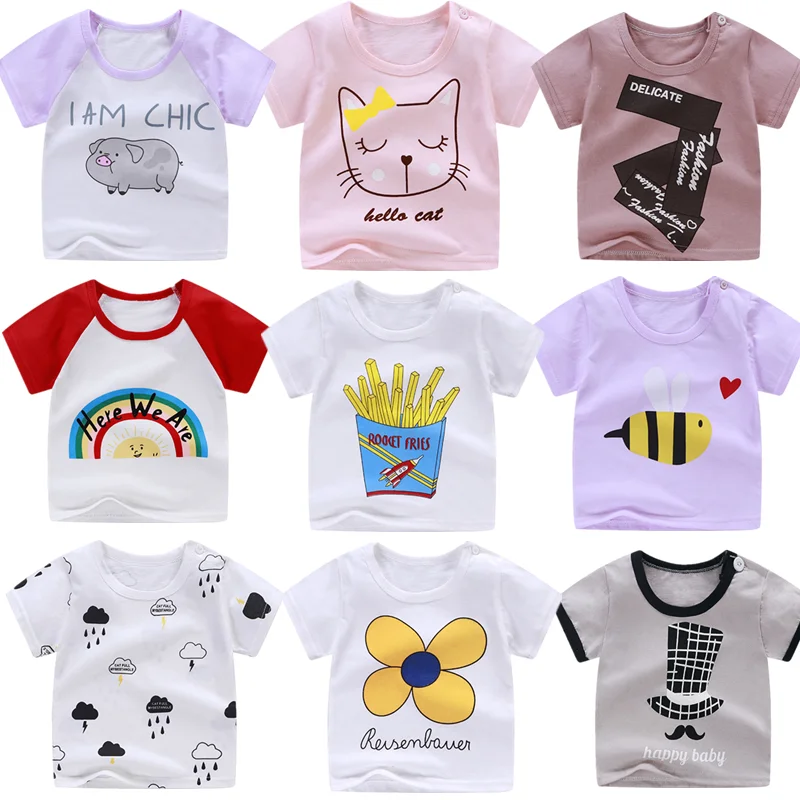 Футболки для новорожденных футболки девочек и мальчиков летние хлопковые топы с
