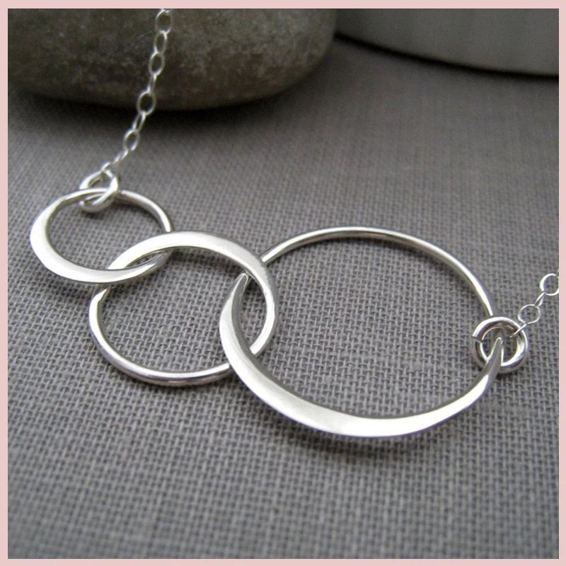Подвеска из серебра 925 пробы с 3 Соединенными кругами|Индивидуальные Ожерелья| |