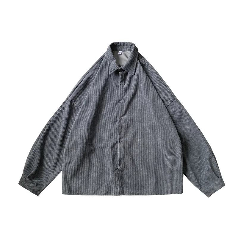 

Men Corduroy Shirts Autumn Comfortable Warm Harajuku Vintage Ins High Street Cozy Long Sleeved Outwear Males Daily Baggy Tops