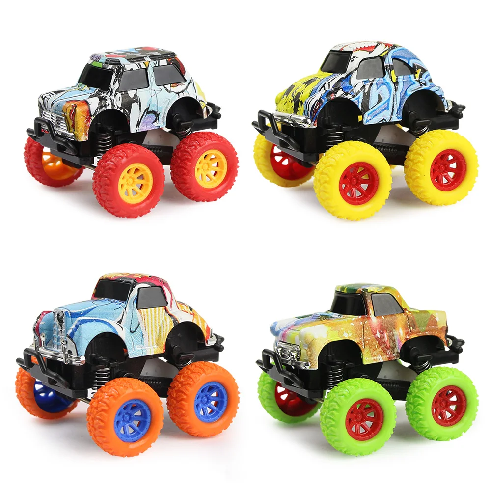 

4 Types Mini Kids Diecast Vehicles Graffiti Colorful Alloy Sliding Car Toys Metal Model for Children Birthday Christmas Boy Gift