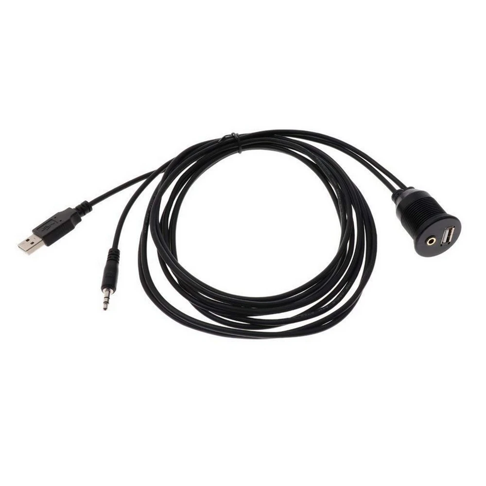 

1m Car Usb Audio Waterproof Cable Socket USB 2.0 Auto Dashboard Motocycle Flush Mount Panel M/F AUX Lead Extension Cable Adapter
