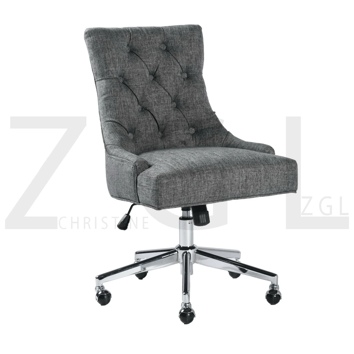 

MANBAS swiveling fabric office chair gas lift study room chair pinewood plywood chrome metal base metal castor Filling foam grey