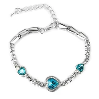 ocean heart crystal bracelet charm exquisite love crystal bangle chain rhinestone bracelet link summer beach jewelry accessories