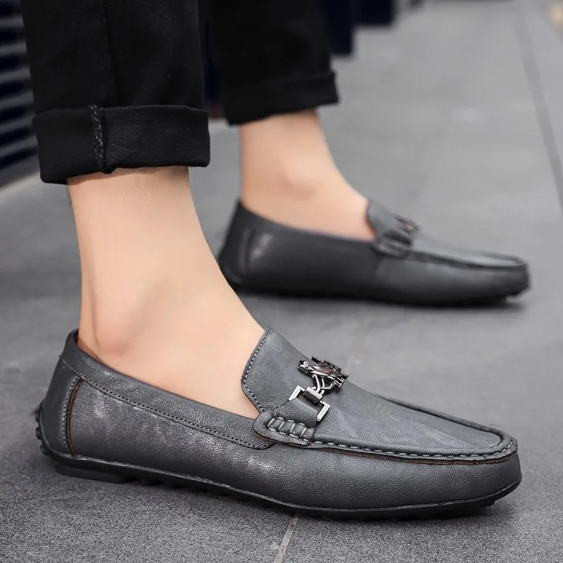 

Мокасины мужские из сплит-кожи, роскошные брендовые, дышащие, без застежки, повседневная обувь для вождения, черные, 2021