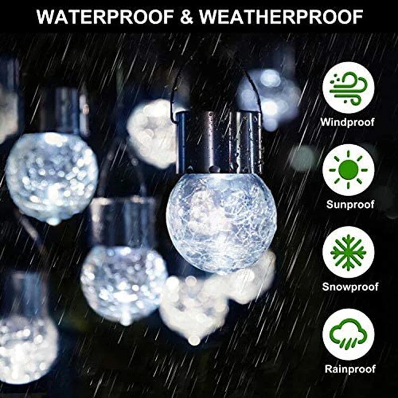 

12-Pack Hanging Solar Lights Outdoor, Decorative Cracked Glass Ball Light, Solar Powered Waterproof Globe