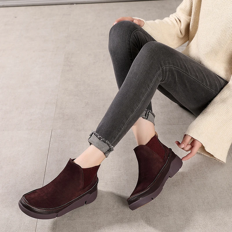 Женские ботильоны из натуральной кожи VALLU простые удобные повседневные ботинки