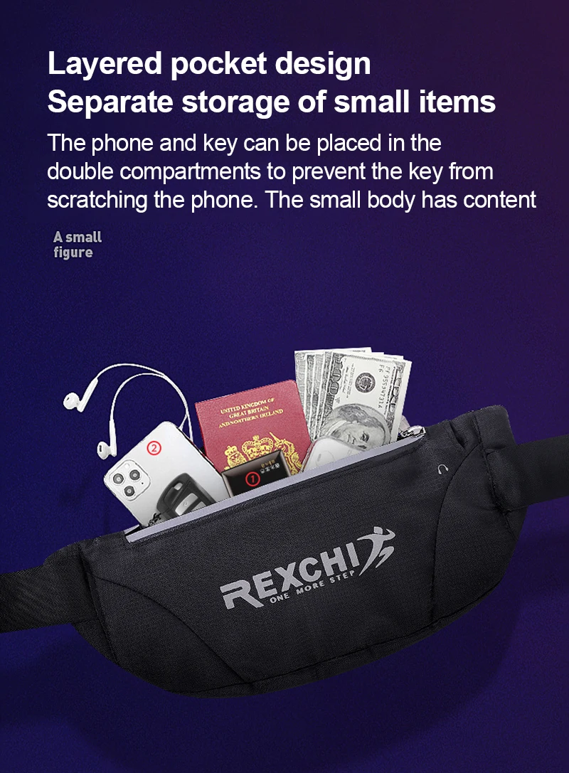 

Travel multifunctional Sports Pocket Mini Fanny Pack For Men Women Portable Convenient USB Waist Pack Waterproof Phone Belt Bag
