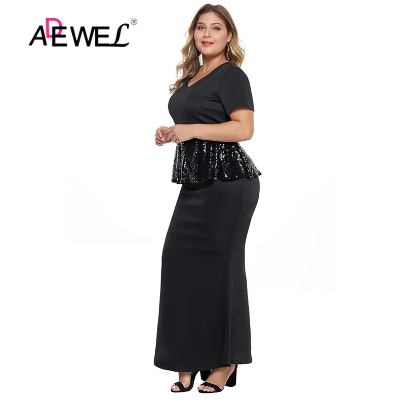ADEWEL-женское платье с высокой талией элегантное вечернее коротким рукавом и