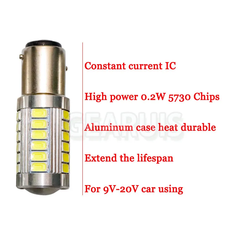 100 шт. Высокая мощность 1157 BAY 15D P21/5 Вт 33 SMD 5630 светодиодный задний фонарь задние