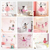fairy girl wall stickers diy butterflies flowers wall decor decals for kids room baby bedroom children nursery home decoration