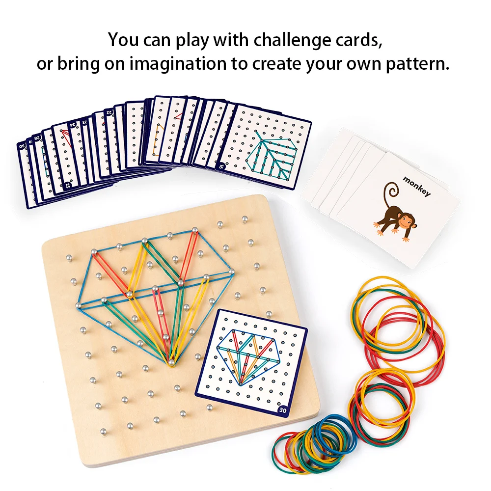 Деревянная игрушка Coogam геодоска математическая манипулятивная Block-30Pcs с рисунком