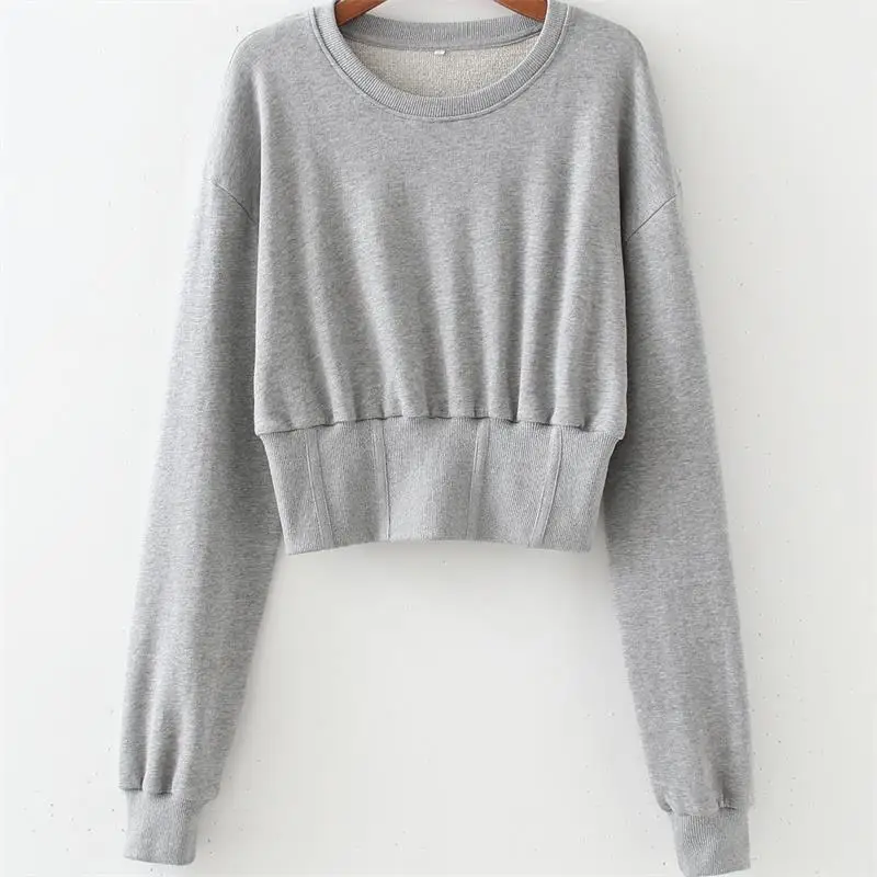 

Женский Повседневный комплект из двух предметов TRAF, серый короткий пуловер с капюшоном и брюки с высокой эластичной талией, уличная одежда, ...