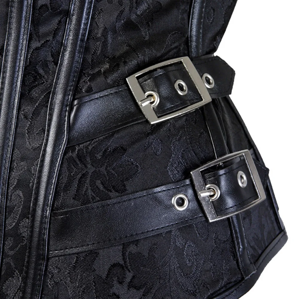 

Rosetic Strapless Gothic Corsets Women Sexy Tops Lace Up Punk Vintage Luxury Fashion Printed Patchwork PU Leather Corsets Top