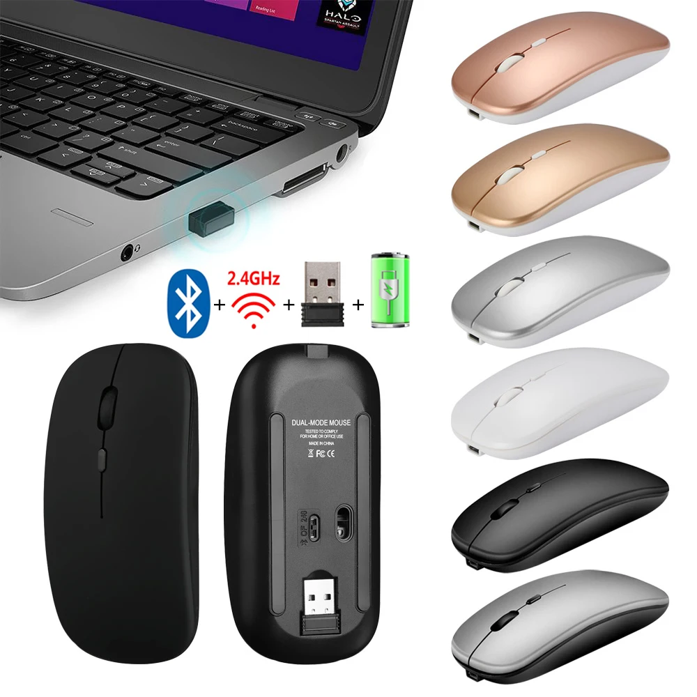 Цветная беспроводная мышь бесшумная USB/ Bluetooth 2 4 ГГц компьютерная Mause