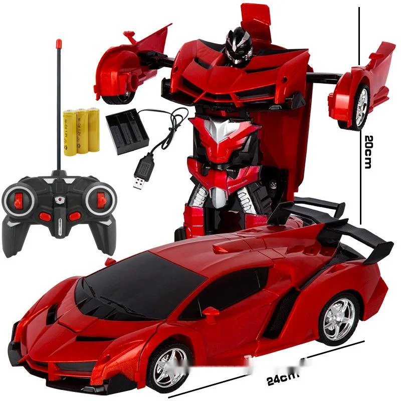 

Remote control children's toy car, toy robot with load, deformation and button, gift car.