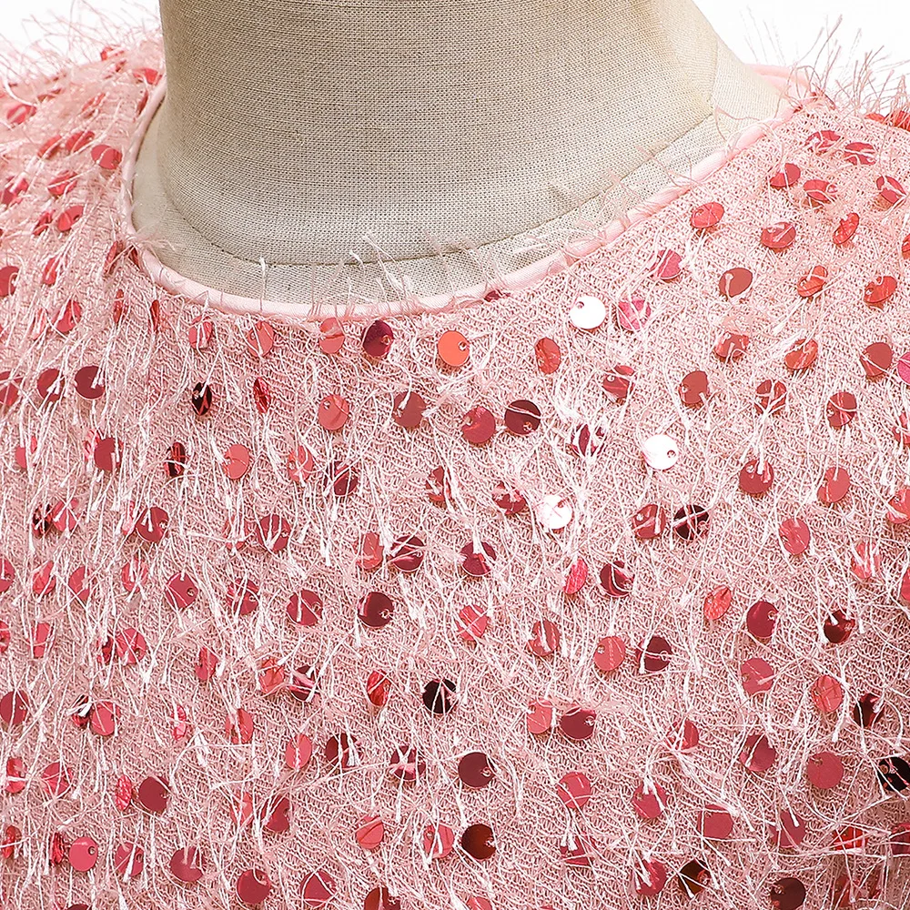 Pegeant/Детские платья с блестками и открытой спиной для девочек; платья принцессы для свадебной вечеринки; многослойные платья-пачки для первого причастия для маленьких девочек