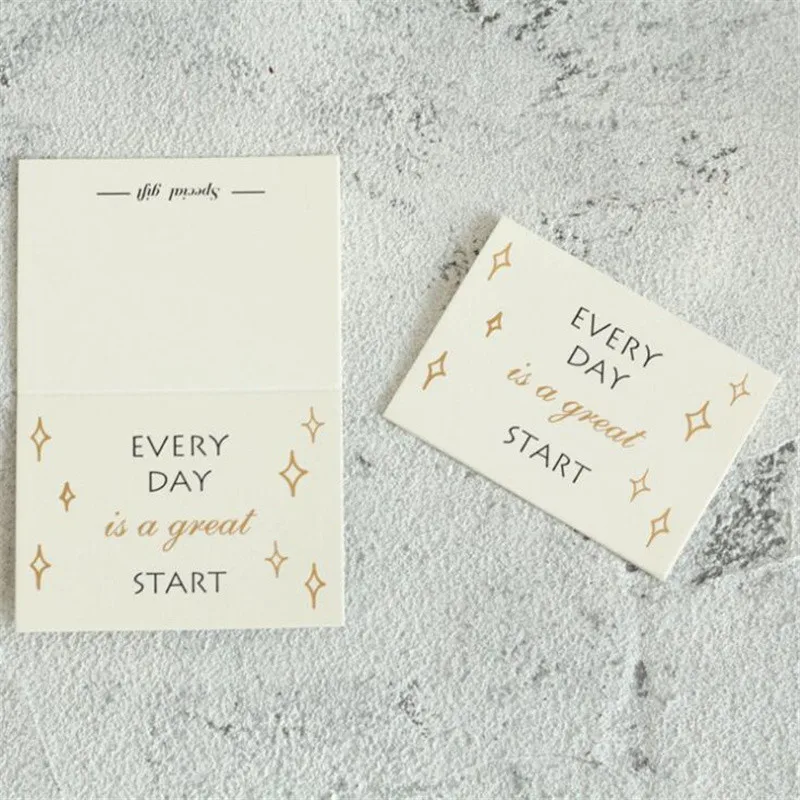 have nice day 10pcs Creative Bronzing Greeting Card Wedding Valentine's Day Flower Message Blessing Card Birthday Party Decor Thank You Card - Цвет: have nice day