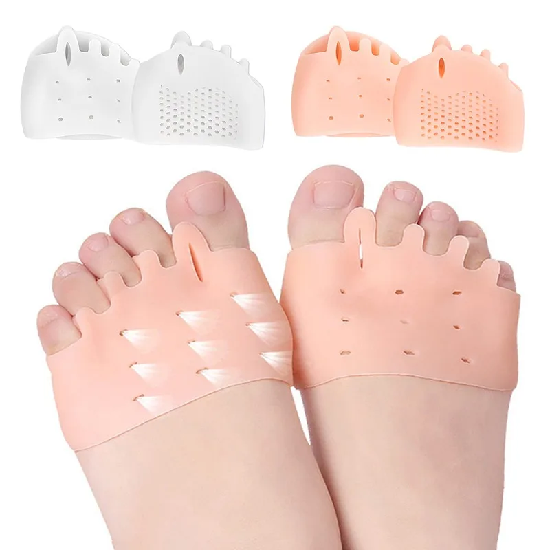 

1 pair Forefoot Pads Five-hole Honeycomb Toe Separator Soft Gel Pain Relief Insoles Prevent Feet Callus Blisters Corn