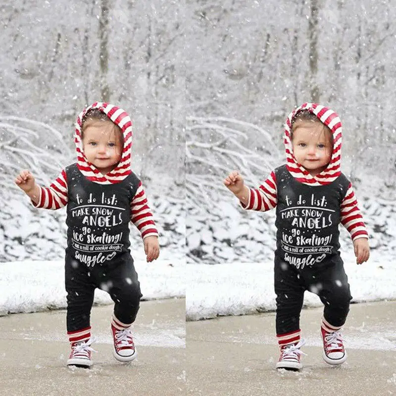 Рождественская Одежда для маленьких девочек и мальчиков толстовки с длинным