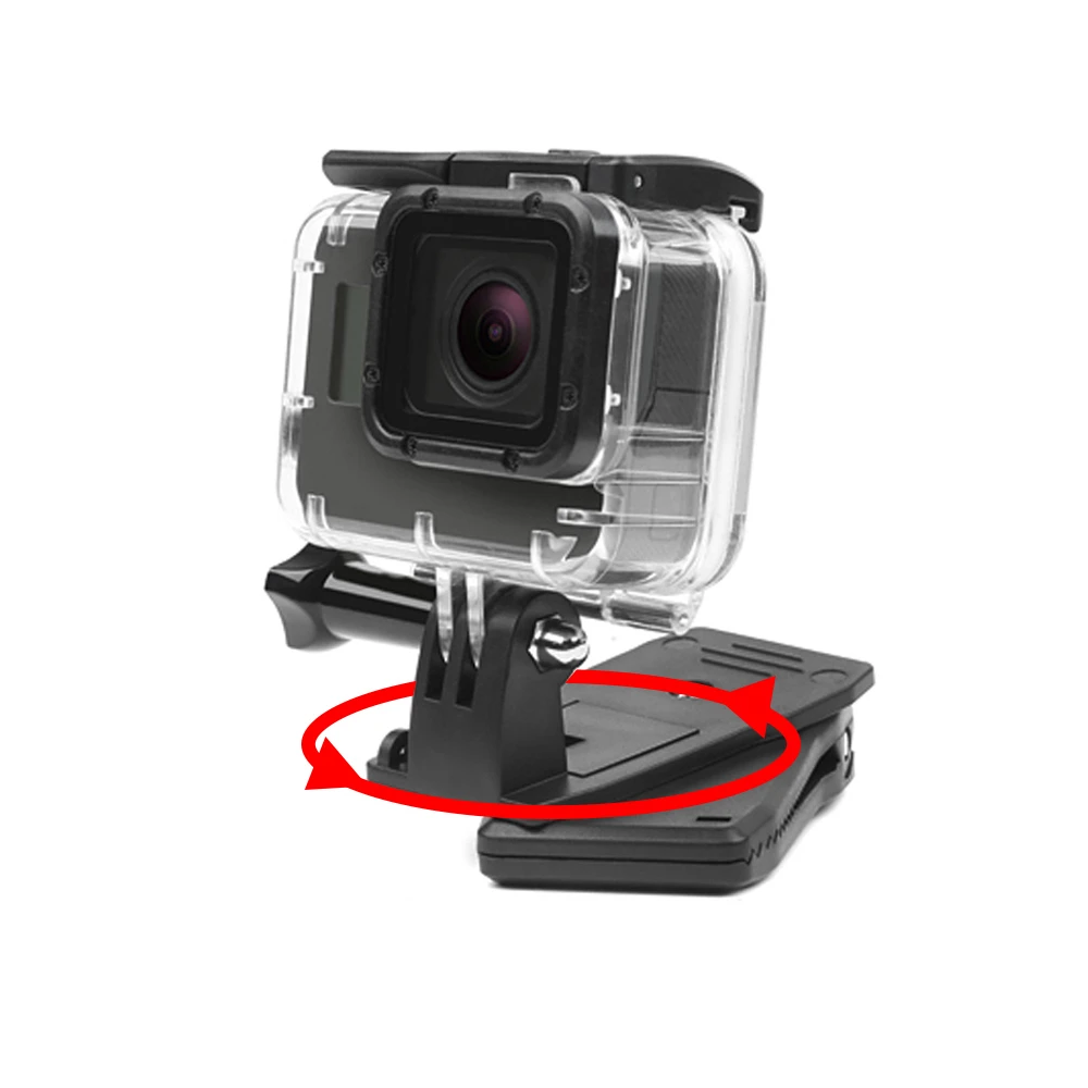 360 Degree Rotary Backpack Hat Clip Clamp Mount for Gopro Hero 8 7 6 5 4 3+ Yi 4K SJCAM Eken Sony Action Cam DJI OSMO | Электроника