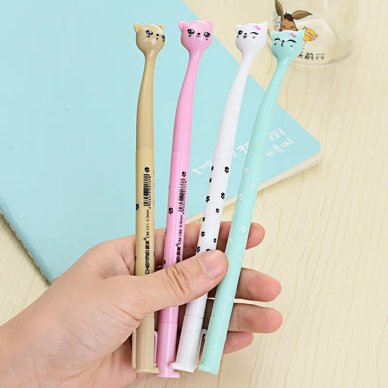 24 pcs cartoon cat neutral pen cute fresh creative simple pen examination office stationery supplies